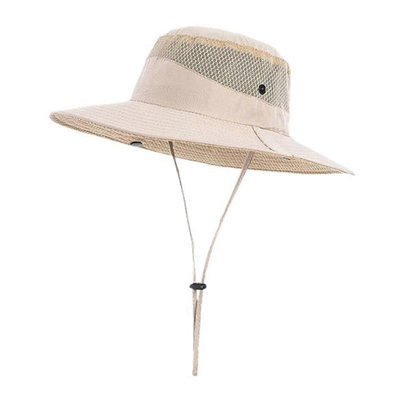 Foldable Anti-UV Bucket Sun Hat, Adjustable Wide Brim Summer Cycling Cap - Khaki