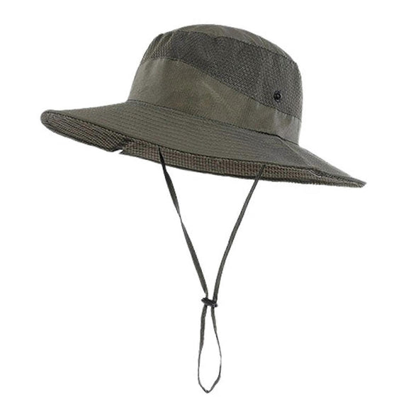 Foldable Anti-UV Bucket Sun Hat, Adjustable Wide Brim Summer Cycling Cap - Army Green