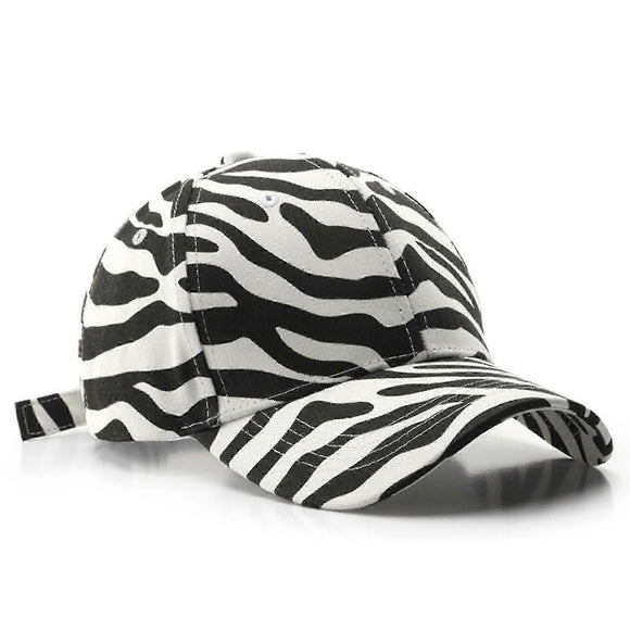 Zebra Print Baseball Cap, Adjustable Cotton Blend Sun Hat for Outdoor