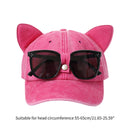 Cat Ear Baseball Cap with Sunglasses Decor, Adjustable Summer Outdoor Cap - Khaki-3