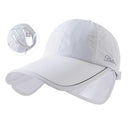 Wide Brim Adjustable Sports Visor Cap, Foldable Outdoor Sun Hat - White-1
