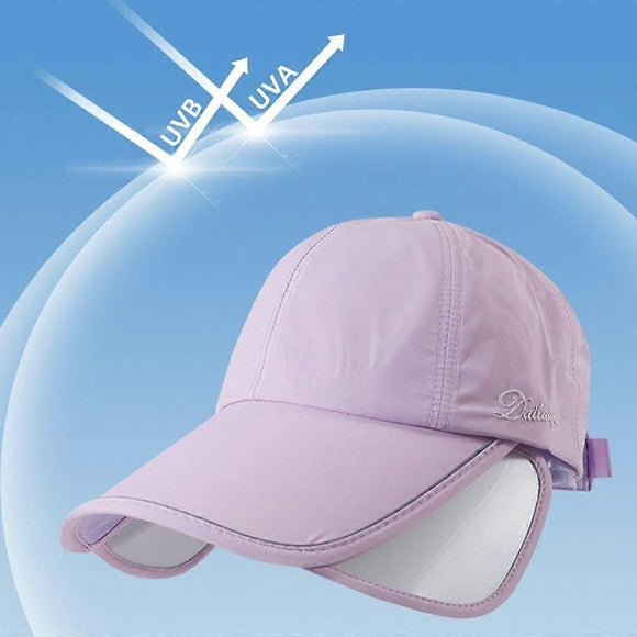 Wide Brim Adjustable Sports Visor Cap, Foldable Outdoor Sun Hat - White