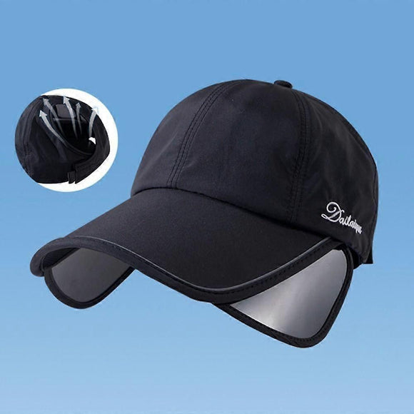 Wide Brim Adjustable Sports Visor Cap, Foldable Outdoor Sun Hat - White