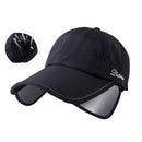 Wide Brim Adjustable Sports Visor Cap, Foldable Outdoor Sun Hat - Black-1