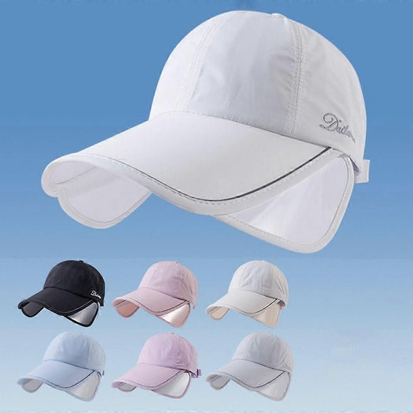 Wide Brim Adjustable Sports Visor Cap, Foldable Outdoor Sun Hat - Black