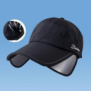 Wide Brim Adjustable Sports Visor Cap, Foldable Outdoor Sun Hat - Black-4