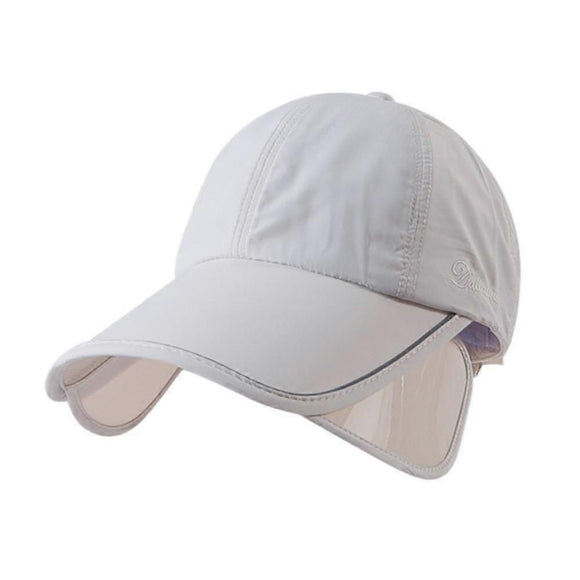Wide Brim Adjustable Sports Visor Cap, Foldable Outdoor Sun Hat - Beige