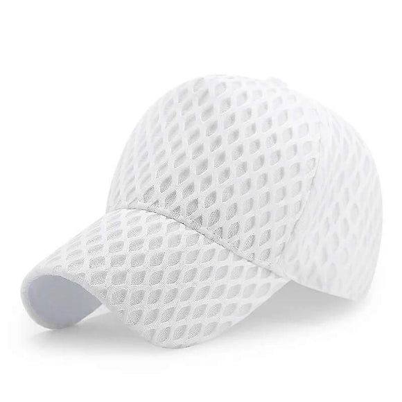 Oversize Mesh Trucker Cap, Big Brim Breathable Baseball Cap for Summer - White M