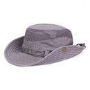 Foldable UV Protection Bucket Hat, Cotton Fishing Safari Hat with Chin Strap, Gray-1