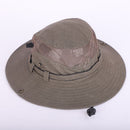 Foldable UV Protection Bucket Hat, Cotton Fishing Safari Hat with Chin Strap, Army Green-1