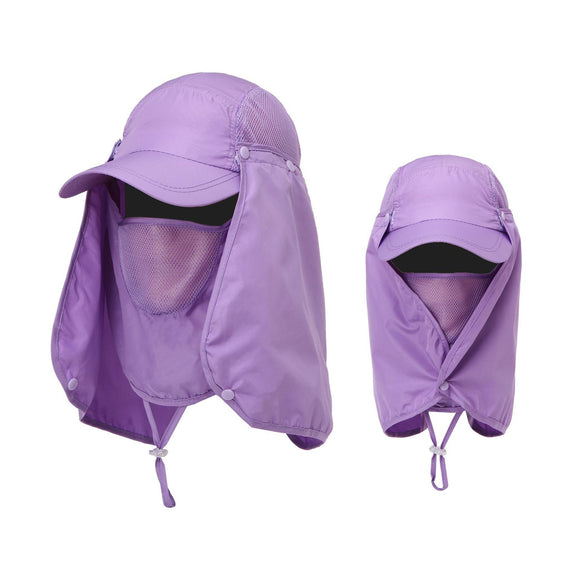 Hiking Hat with Neck and Face Flap, Breathable Baseball Sun Cap for Garden Fishing