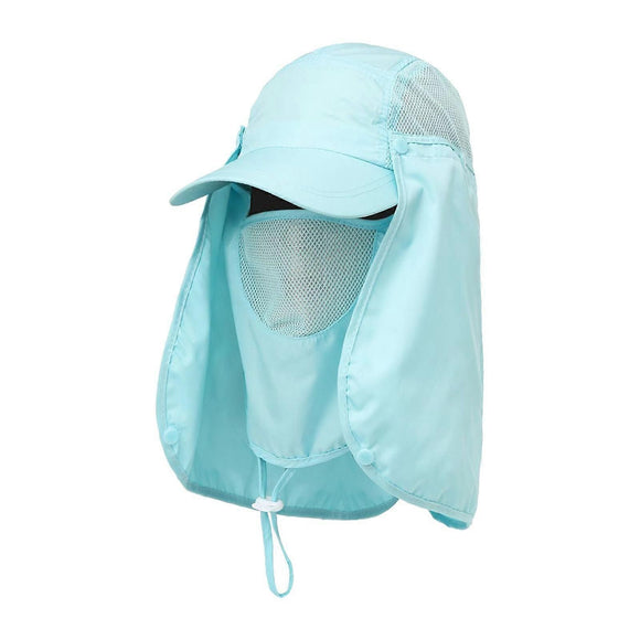 Hiking Hat with Neck and Face Flap, Breathable Baseball Sun Cap for Garden Fishing