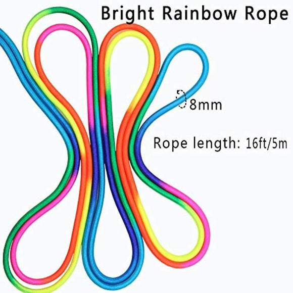 16Ft Adjustable Multi Person Long Jump Rope Wooden Handle Colorful Fitness Equipment
