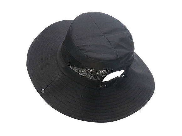 Wide Brim Bucket Hat, Breathable Hiking Fisherman Sun Hat, Beige