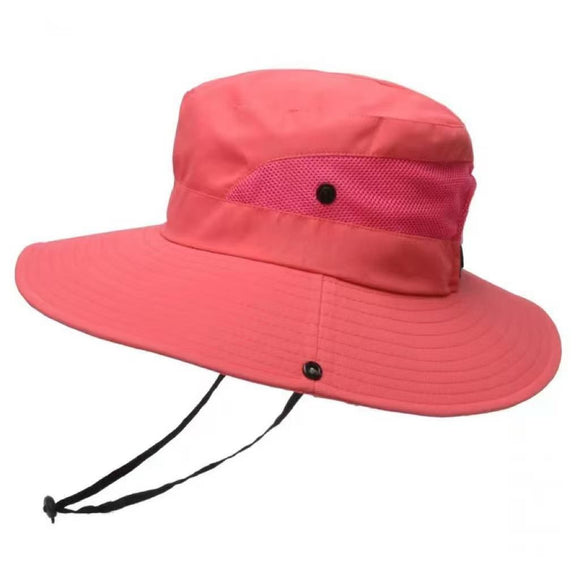 Wide Brim Bucket Hat, Breathable Hiking Fisherman Sun Hat, Rose Red