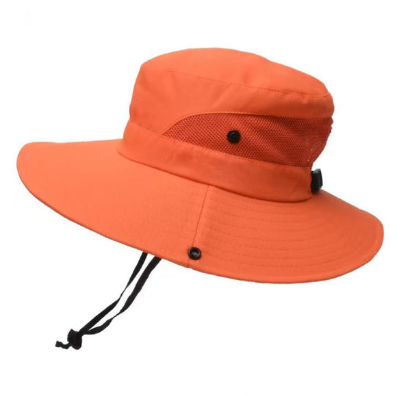 Wide Brim Bucket Hat, Breathable Hiking Fisherman Sun Hat, Orange