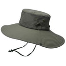 12cm Wide Brim UV Protection Safari Hat, Waterproof Foldable Bucket Hat for Hiking Fishing - Army Green-1