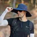 12cm Wide Brim UV Protection Safari Hat, Waterproof Foldable Bucket Hat for Hiking Fishing - Khaki-4