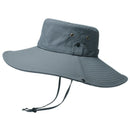 12cm Wide Brim UV Protection Safari Hat, Waterproof Foldable Bucket Hat for Hiking Fishing - Blue-1