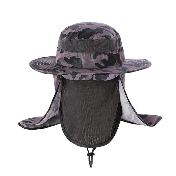 Foldable Nylon Fishing Hat with Mesh Vents, UV Protection Hiking Flap Cap