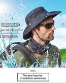 Wide Brim UV Protection Sun Hat, Breathable Mesh Fishing and Hiking Hat - Beige-5