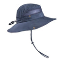 Wide Brim UV Protection Sun Hat, Breathable Mesh Fishing and Hiking Hat - Navy Blue-1
