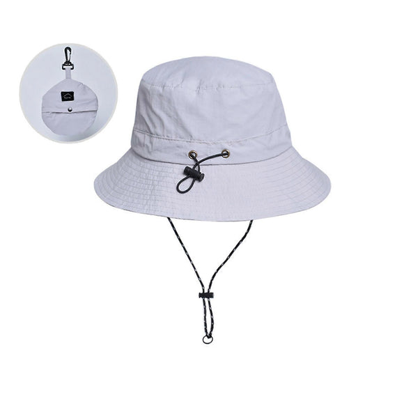 Waterproof Foldable Fisherman Hat, Nylon Fishing and Hiking Sun Hat, Light Grey