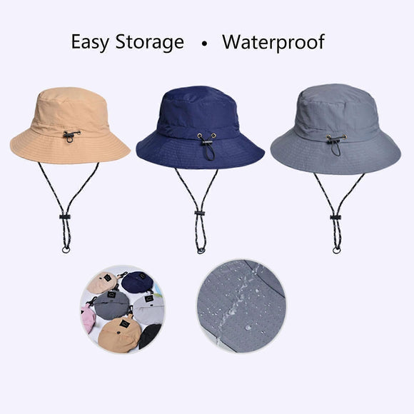 Waterproof Foldable Fisherman Hat, Nylon Fishing and Hiking Sun Hat, Light Grey