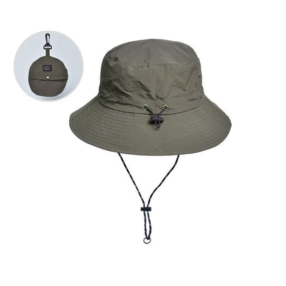 Waterproof Foldable Fisherman Hat, Nylon Fishing and Hiking Sun Hat, Army Green