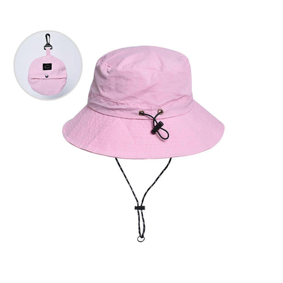 Waterproof Foldable Fisherman Hat, Nylon Fishing and Hiking Sun Hat, Pink