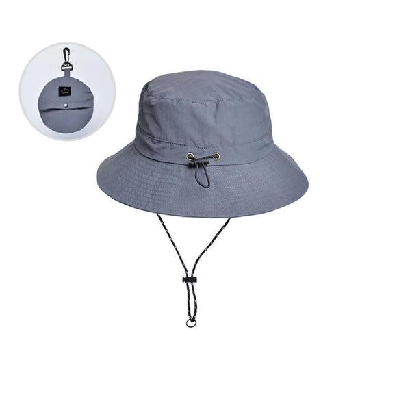 Waterproof Foldable Fisherman Hat, Nylon Fishing and Hiking Sun Hat, Dark Grey