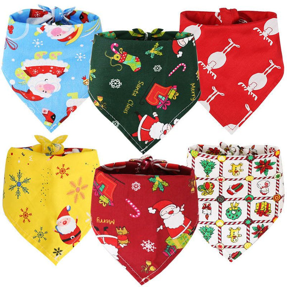 Dog Christmas Triangle Scarf Cotton Cartoon (Anhui hair) triangle scarf black glittering Small size (suitable for pets within 10 Jin)