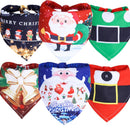 Dog Christmas Triangle Scarf Cotton Cartoon (Anhui hair) triangle towel wine red background double bell Small size (suitable for pets within 10 Jin)-7