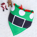 Dog Christmas Triangle Scarf Cotton Cartoon (Anhui hair) triangle scarf green black belt Small size (suitable for pets within 10 Jin)-1