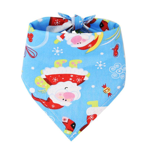Dog Christmas Triangle Scarf Cotton Cartoon (Anhui hair) Christmas triangle towel wine red bottom old man Small size (suitable for pets within 10 Jin)