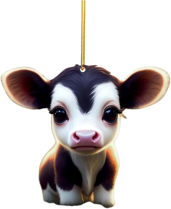 O Acrylic Christmas Cow Car Hanging Ornament Cow pendant 4