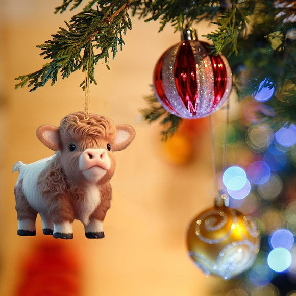 O Acrylic Christmas Cow Car Hanging Ornament Cow pendant 9