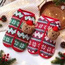 Dog Vest Christmas Bear Knitted Warm Green Red Knitted Snowflake Bear (Christmas Vest) M (Chest 40cm, Weight 5-8 jin)-2