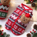 Dog Vest Christmas Bear Knitted Warm Green Red Knitted Snowflake Bear (Christmas Vest) M (Chest 40cm, Weight 5-8 jin)-3