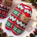 Dog Vest Christmas Bear Knitted Warm Green Red Knitted Snowflake Bear (Christmas Vest) L (Chest 45cm, Weight 8-12 jin)-1