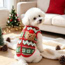 Dog Vest Christmas Bear Knitted Warm Green Red Knitted Snowflake Bear (Christmas Vest) L (Chest 45cm, Weight 8-12 jin)-5