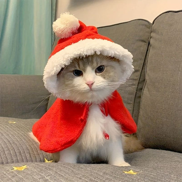 AMOOR Pet Christmas Cape Small Dog Holiday Wear Christmas Scarf [Velcro] L [Recommended for up to 15 jin; check chest and back length]
