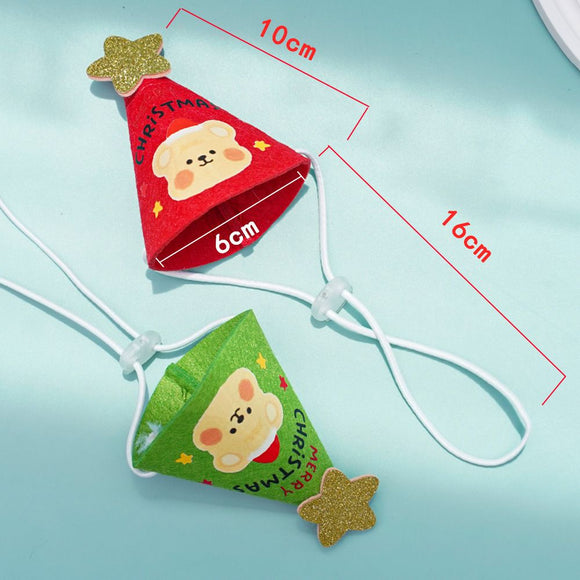 Noon Christmas Pet Hat Scarf Set Cartoon Bear Red Green A07G Green Bear Christmas Set One Size