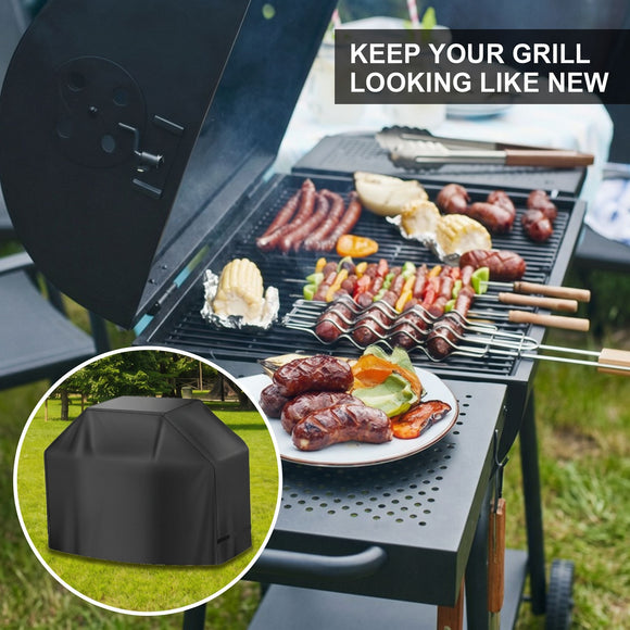 Universal Outdoor Grill Cover Waterproof UV Resistant Dustproof Barbecue Protector with Adjustable Straps for Rectangular Round Kettle and Portable Grills (600D, S08)