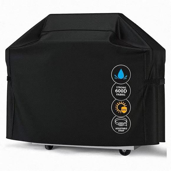 Universal Outdoor Grill Cover Waterproof UV Resistant Dustproof Barbecue Protector with Adjustable Straps for Rectangular Round Kettle and Portable Grills (600D, S14)