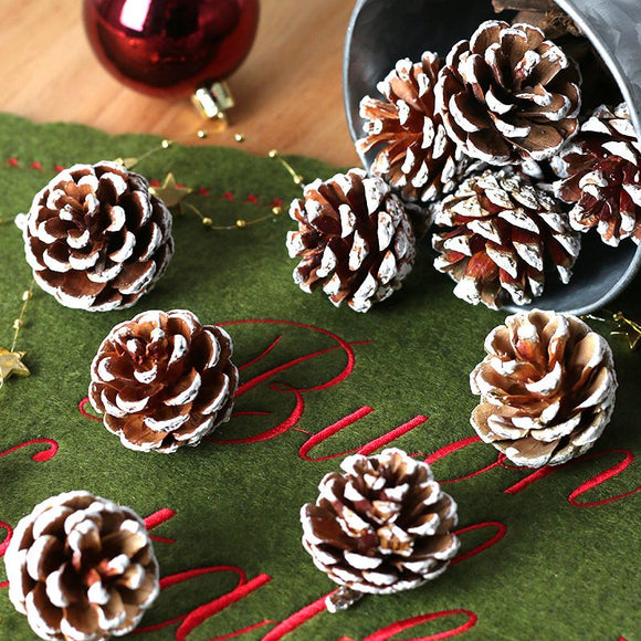 Natural Pine Cones with Snow-Dusted Tips for Christmas Tree Ornaments, Holiday Table Centerpieces, DIY Wreath Crafts, Garland Making and Festive Photo Props (4-5cm(5PCS))