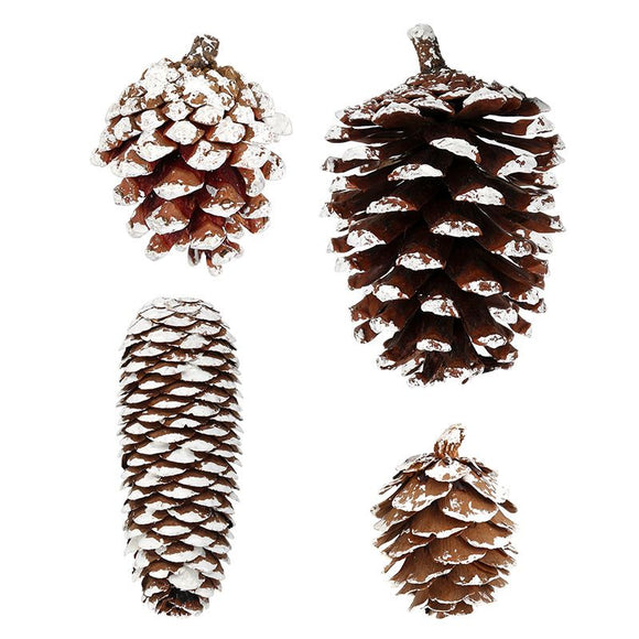 Natural Pine Cones with Snow-Dusted Tips for Christmas Tree Ornaments, Holiday Table Centerpieces, DIY Wreath Crafts, Garland Making and Festive Photo Props (4-5cm(5PCS))