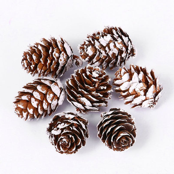 Natural Pine Cones with Snow-Dusted Tips for Christmas Tree Ornaments, Holiday Table Centerpieces, DIY Wreath Crafts, Garland Making and Festive Photo Props (4-5cm(5PCS))