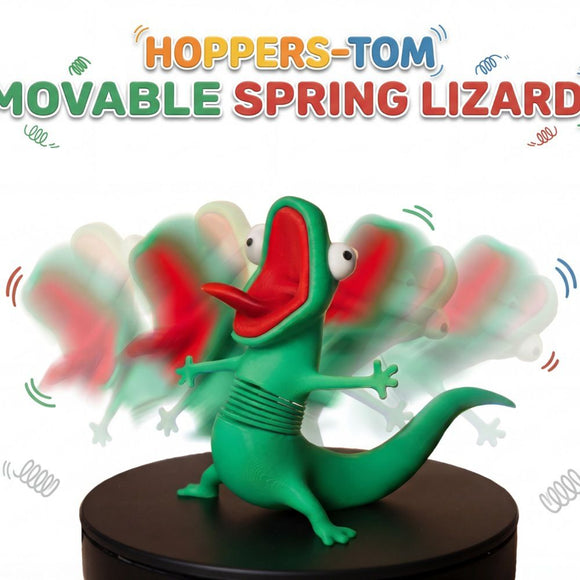 3D Printed Articulated Spring Lizard Tom Figurine Funny Poseable Desk Toy for Stress Relief and Playful Office Decor (Spring Style)