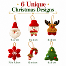 6Pcs Christmas Felt Hanging Ornament Set Santa Snowman Reindeer Tree Snowflake Candy Cane Xmas Tree Decorations-7